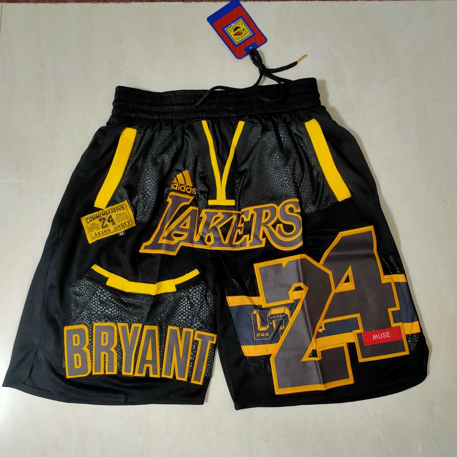 Men&acirc;��s #24 Kobe Bryant Los Angeles Lakers City Black Pockets Shorts Pants