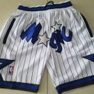 Men‘s Orlando Magic Stitched Basketball Striped Zipper Pockets Shorts White Pinstripe