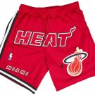 Men‘s Miami Heat Stitched Red Basketball Zipper Pockets Shorts