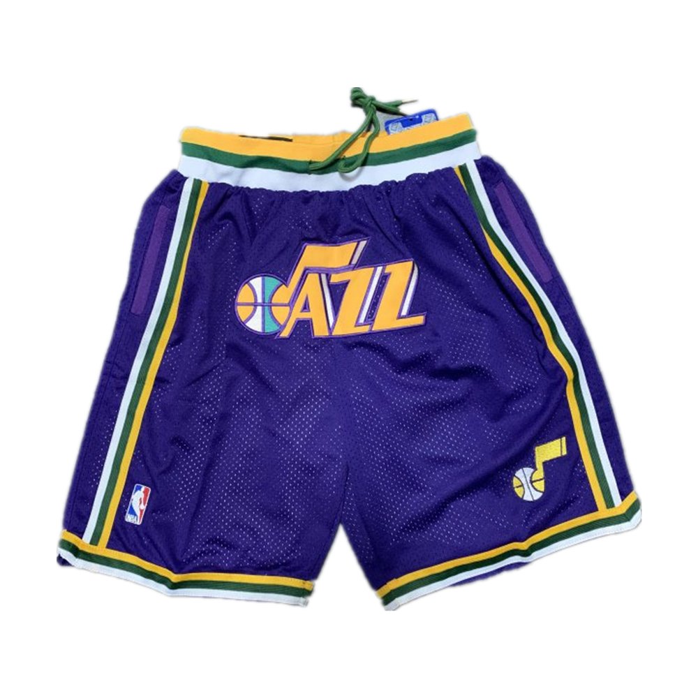 Men&acirc;��s Utah Jazz Purple Stitched Basketball Zipper Pockets Shorts