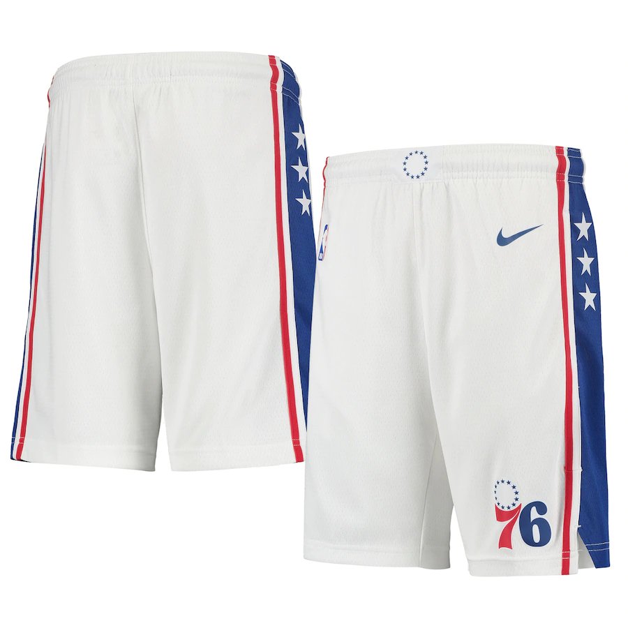 Men&acirc;��s Philadelphia 76ers Association Edition White Stitched Basketball Shorts