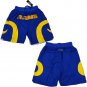Menâs Los Angeles RAMS THROWBACK Blue Embroidered Basketball Zipper Pockets Shorts
