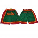 Men‘s Supersonic Green Embroidered Basketball Zipper Pockets Shorts