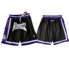 Men‘s Sacramento Kings Black Embroidered Basketball Zipper Pockets Shorts