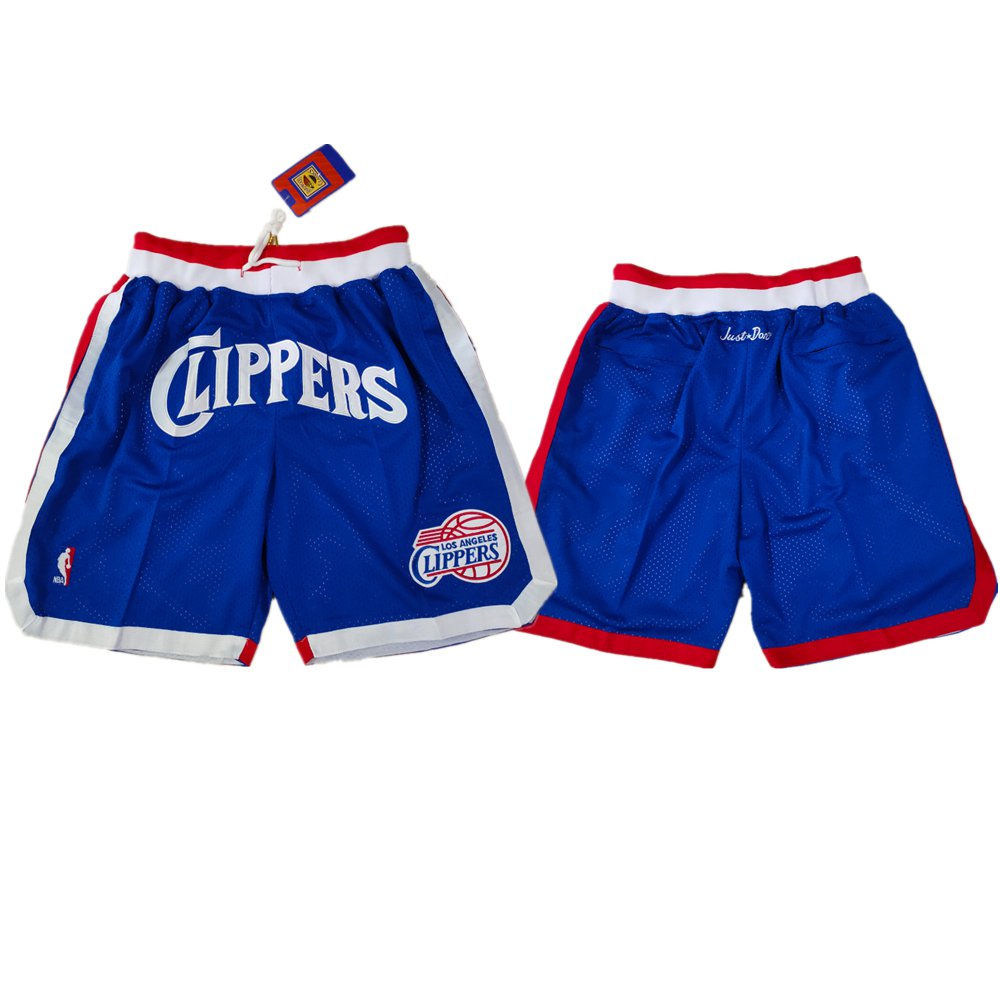 Men&acirc;��s Los Angeles Clippers Blue Embroidered Basketball Zipper Pockets Shorts