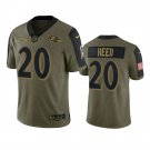 Men & Youth #20 Ed Reed Baltimore Ravens 2021 Salute To Service Limited Olive Green Jersey
