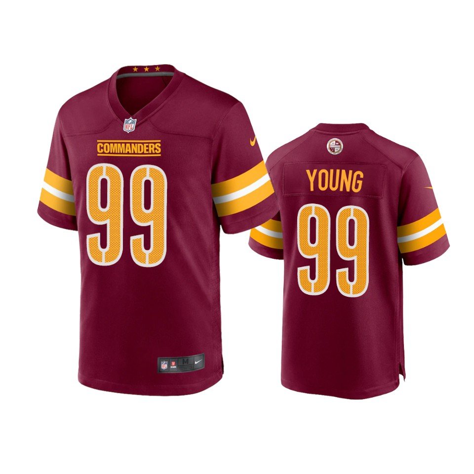 Men & Youth Kids #99 Chase Young Washington Burgundy Red Game Jersey