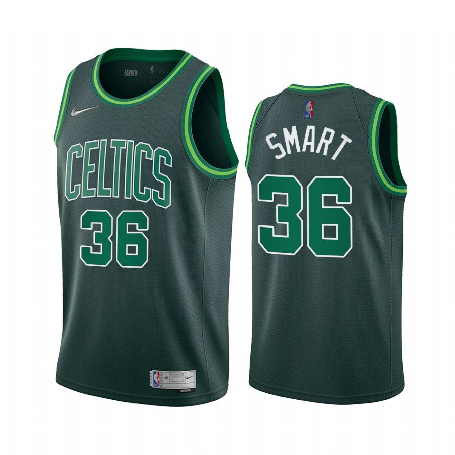Men & Youth Kids #36 Marcus Smart Boston Celtics 2021 Earned Edition Green Jersey