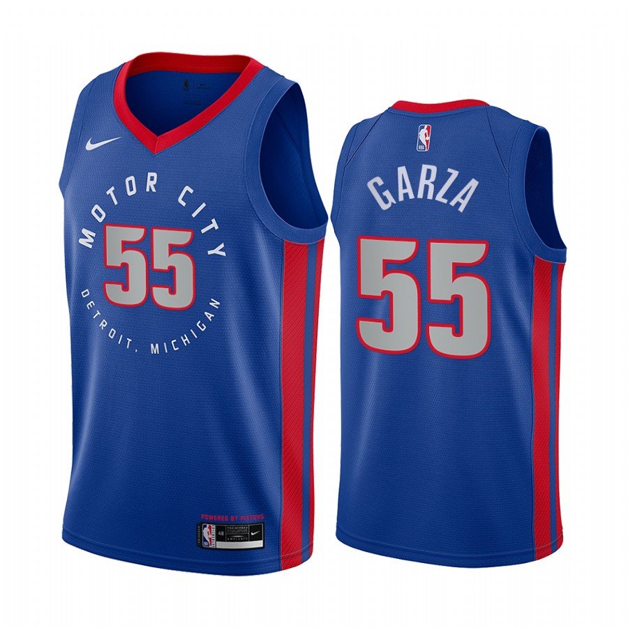 Men & Youth Kids #55 Luka Garza Detroit Pistons City Edition Blue Jersey