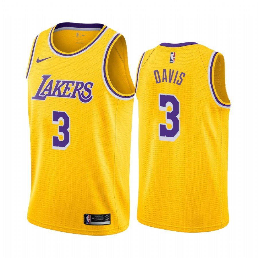 Men & Youth Kids #3 Anthony Davis Los Angeles Lakers Icon Edition Yellow Jersey