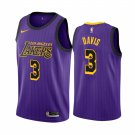 Men & Youth Kids #3 Anthony Davis Los Angeles Lakers City Edition Pueple Jersey