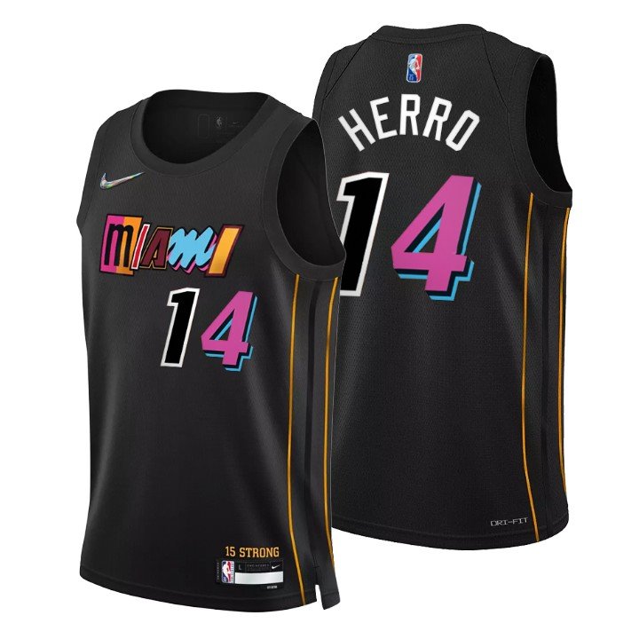 2022 Men's & Youth #14 Tyler Herro Miami Heat City Edition Black Jersey