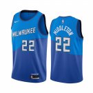 Men & Youth Kids #22 Khris Middleton Milwaukee Bucks 2021 City Edition Blue Jersey