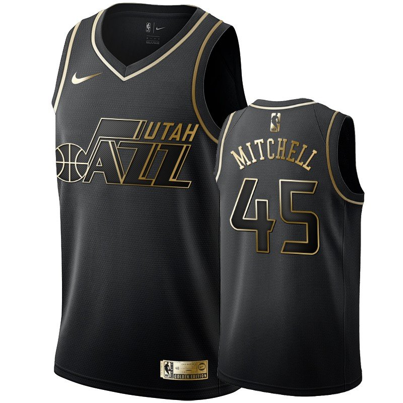 Men's #45 Donovan Mitchell Utah Jazz Black Golden Edition Jersey