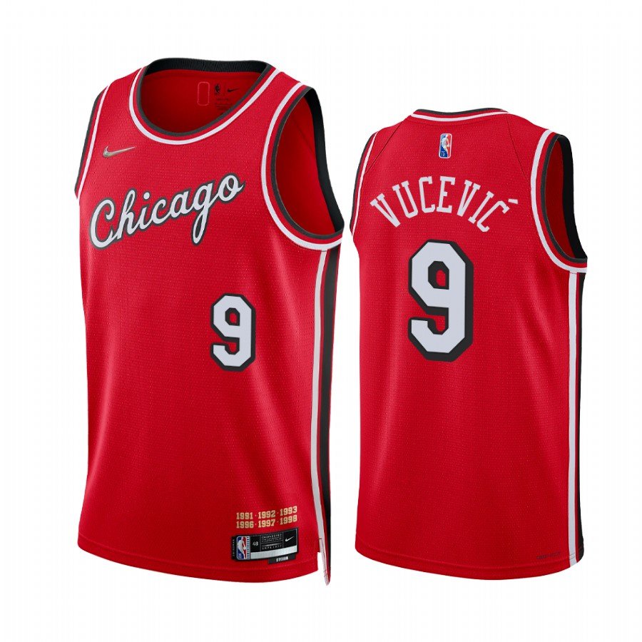 Men & Youth #9 Nikola Vucevic Chicago Bulls 75th Anniversary City Edition Red Jersey