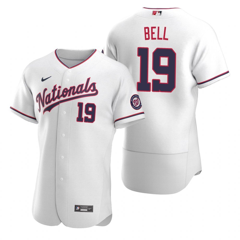 Men & Youth Kids #19 Josh Bell Washington Nationals Flex Base White Jersey