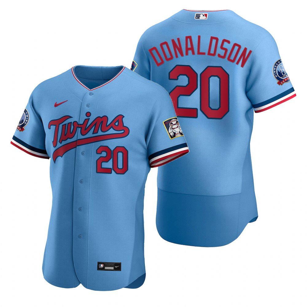 Men & Youth Kids #20 Josh Donaldson Minnesota Twins Flex Base Light Blue Alternate Jersey