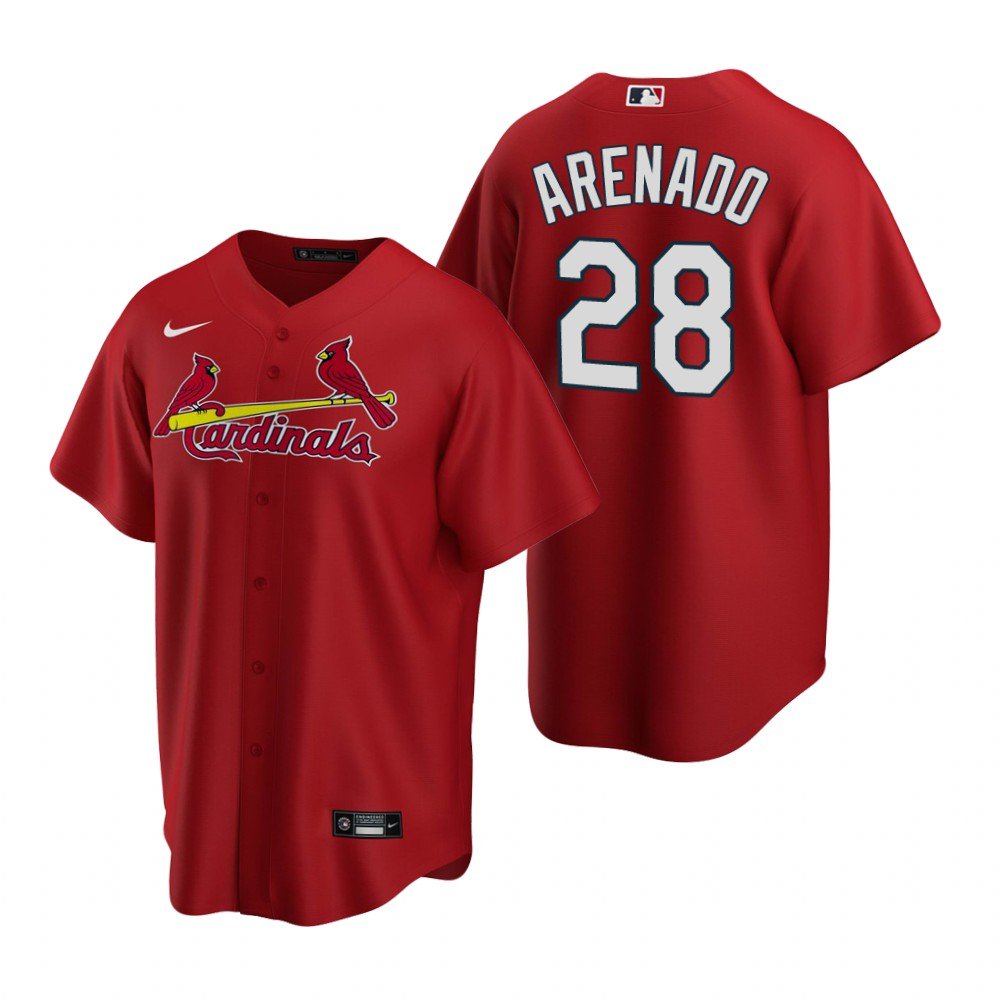 Men & Youth Kids #28 Nolan Arenado St. Louis Cardinals Red Alternate Jersey