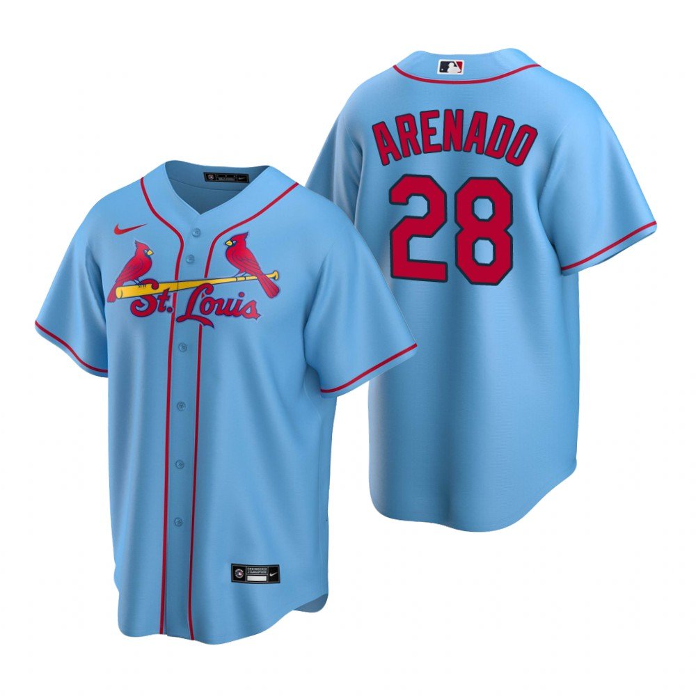 Men & Youth Kids #28 Nolan Arenado St. Louis Cardinals Light Blue Alternate Jersey