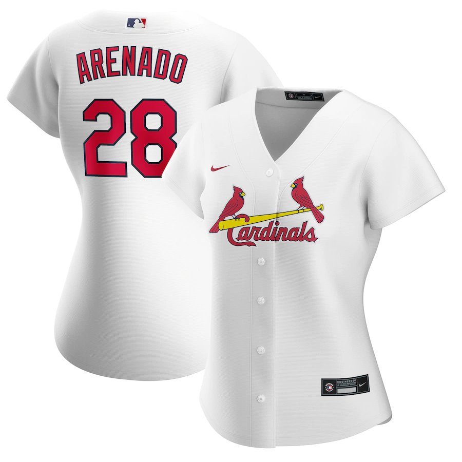 Women's #28 Nolan Arenado St. Louis Cardinals White Home Jersey
