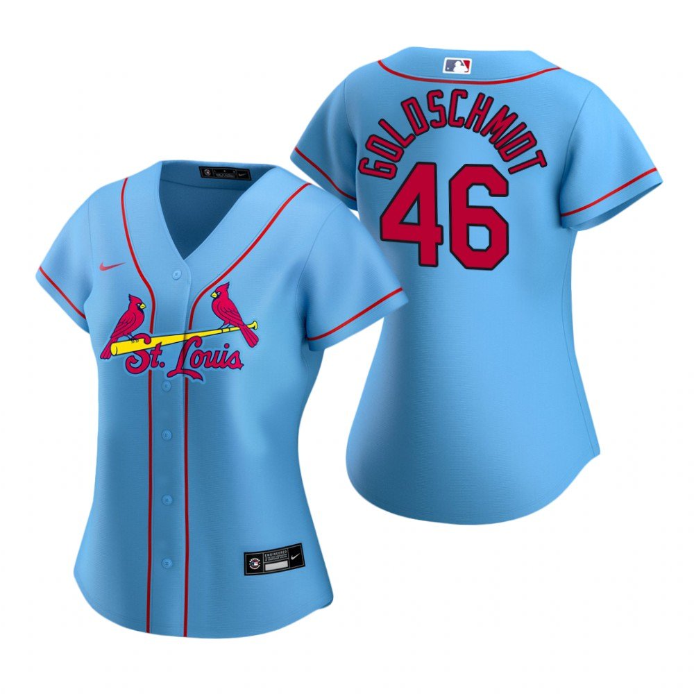Women's #46 Paul Goldschmidt St. Louis Cardinals Light Blue Alternate Jersey