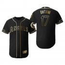 Men's #17 Shohei Ohtani Los Angeles Angels Black Golden Stitched Jersey
