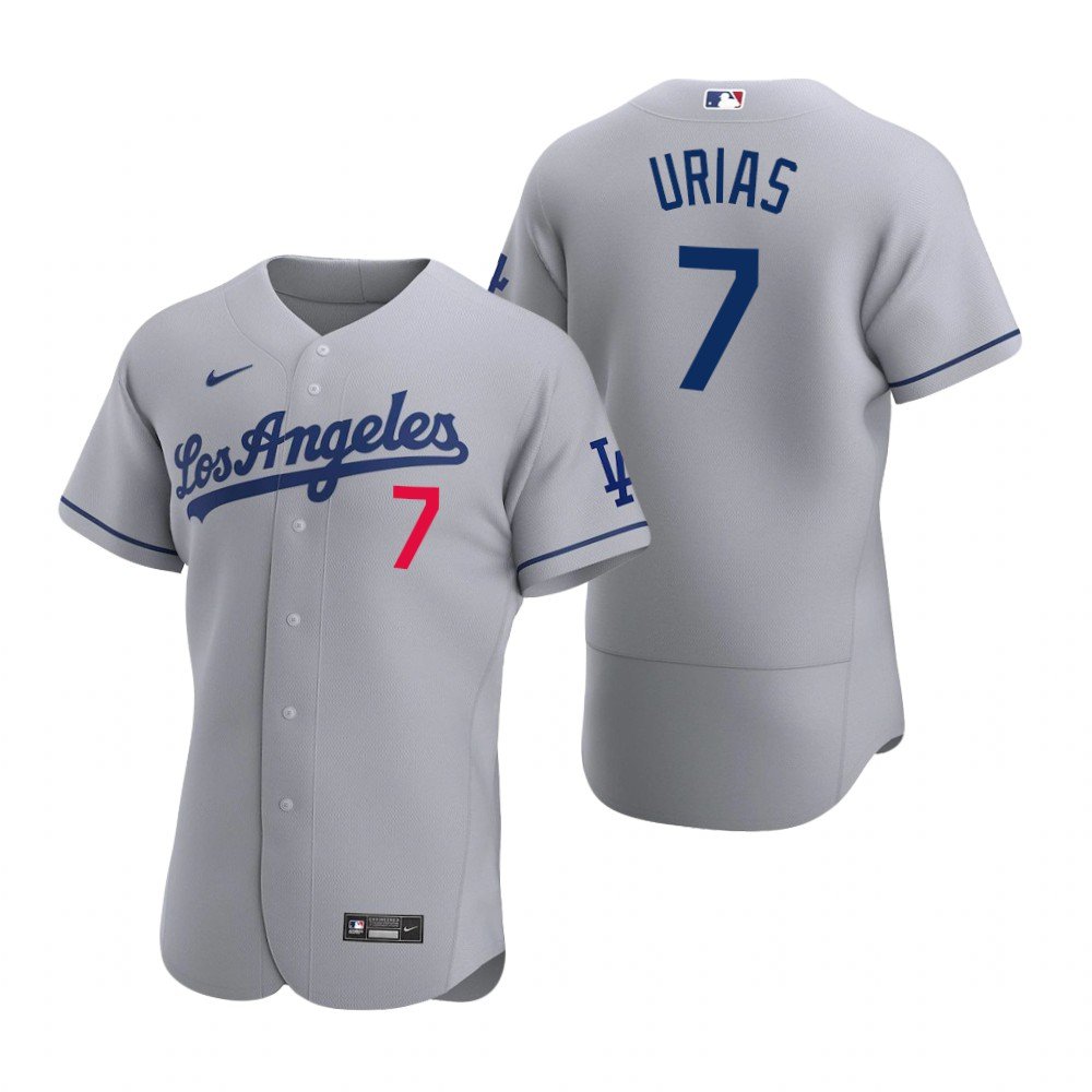 Men & Youth Kids #7 Julio Urias Los Angeles Dodgers Flex Base Gray Road Jersey
