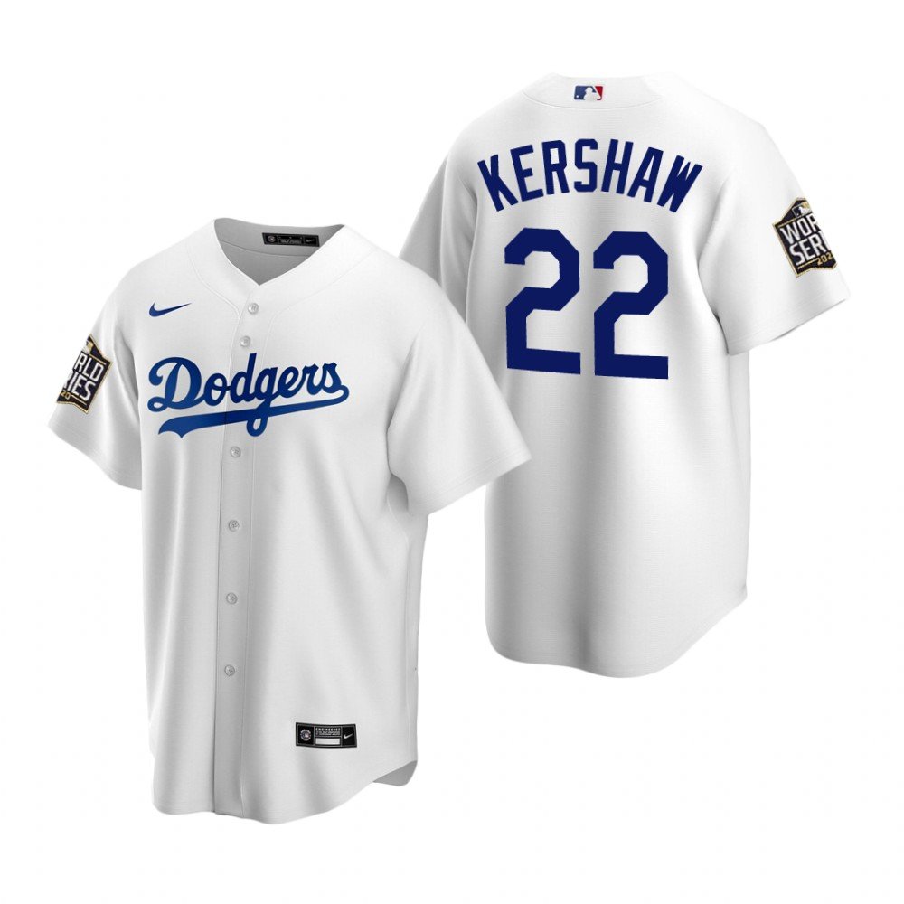 Men & Youth Kids #22 Clayton Kershaw Dodgers 2020 World Series Champion White Home Jersey