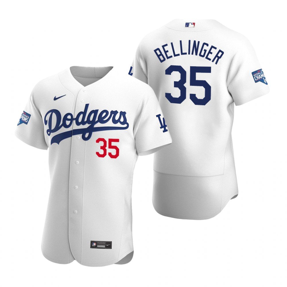 Men & Youth #35 Cody Bellinger LA Dodgers 2020 World Series Champion Flex Base White Home Jersey