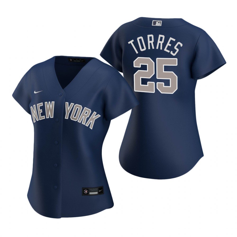 Women's #25 Gleyber Torres New York Yankees Navy Blue Alternate Jersey