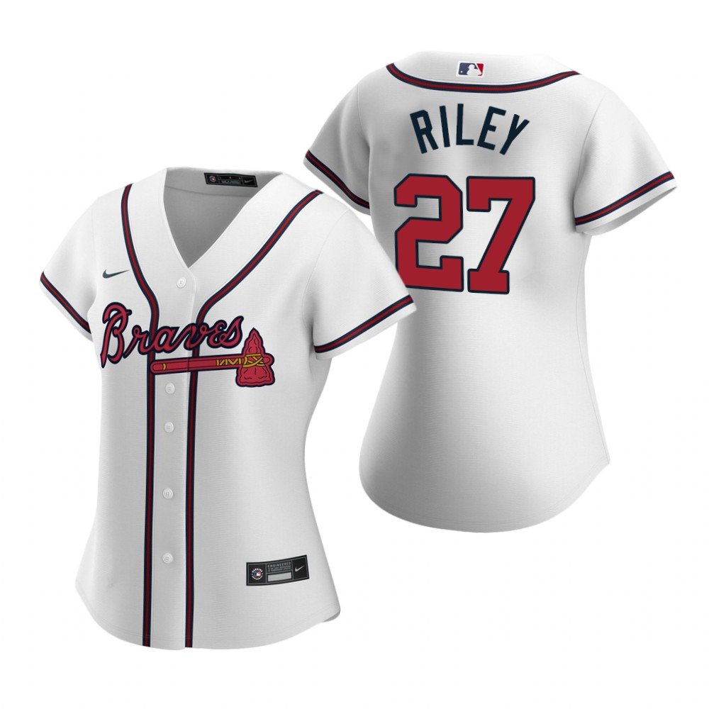 Women's #27 Austin Riley Atlanta Braves Cool Base White Home Jersey