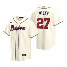 Men & Youth Kids #27 Austin Riley Atlanta Braves Cream Alternate Jersey
