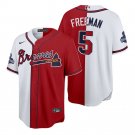 Men's #5 Freddie Freeman Atlanta Braves 2021 World Series Champions Split Red White Jersey