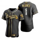 Men's #1 Ozzie Albies Atlanta Braves Black Golden Edition Jersey
