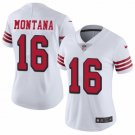 Women's #16 Joe Montana San Francisco 49ers Color Rush Limited White Jersey