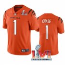 Men & Youth #1 Ja'Marr Chase Cincinnati Bengals Super Bowl LVI 56 Vapor Limited Orange Jersey