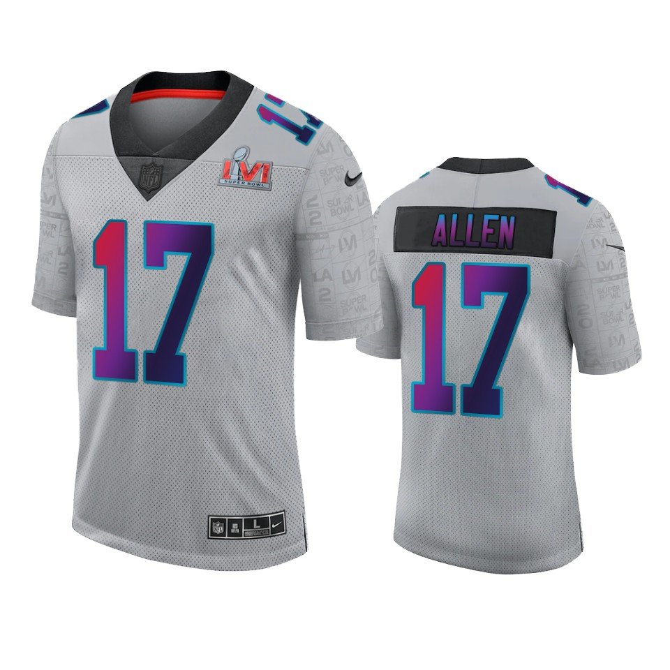 Men's #17 Josh Allen Buffalo Bills Super Bowl LVI Limited Gray Jersey