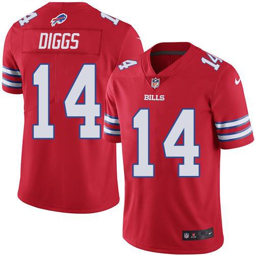 Men & Youth Kids #14 Stefon Diggs Buffalo Bills Color Rush Limited Red Jersey