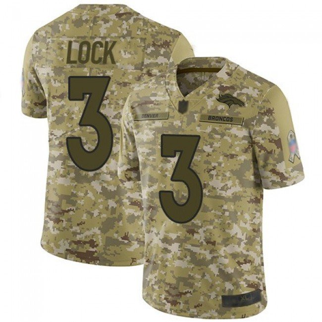 Men & Youth Kids #3 Drew Lock Denver Broncos Salute to Service Limited Camo Jersey