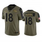 Men & Youth Kids #18 Peyton Manning Denver Broncos 2021 Salute to Service Limited Olive Green Jersey