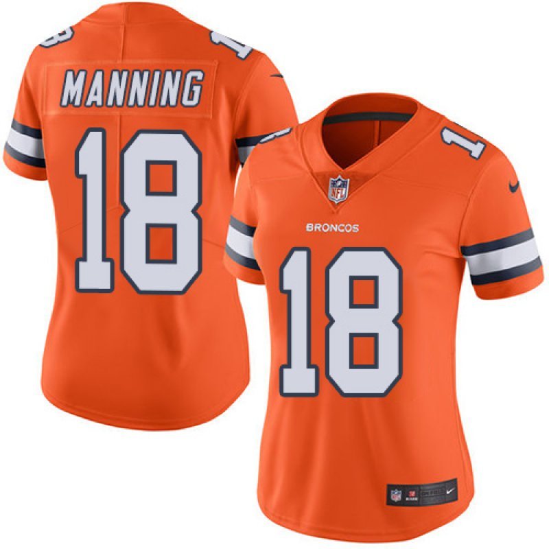Women's #18 Peyton Manning Denver Broncos Color Rush Limited Orange Jersey