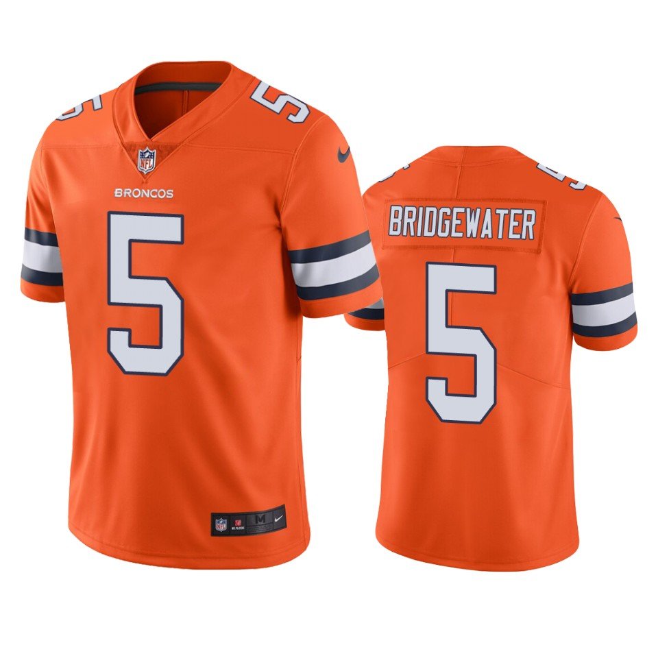 Men & Youth Kids #5 Teddy Bridgewater Denver Broncos Color Rush Limited Orange Jersey