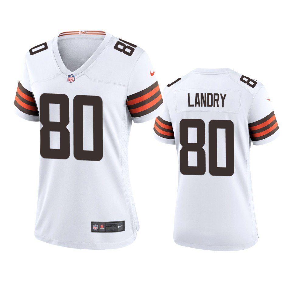 Women's #80 Jarvis Landry Cleveland Browns White Jersey