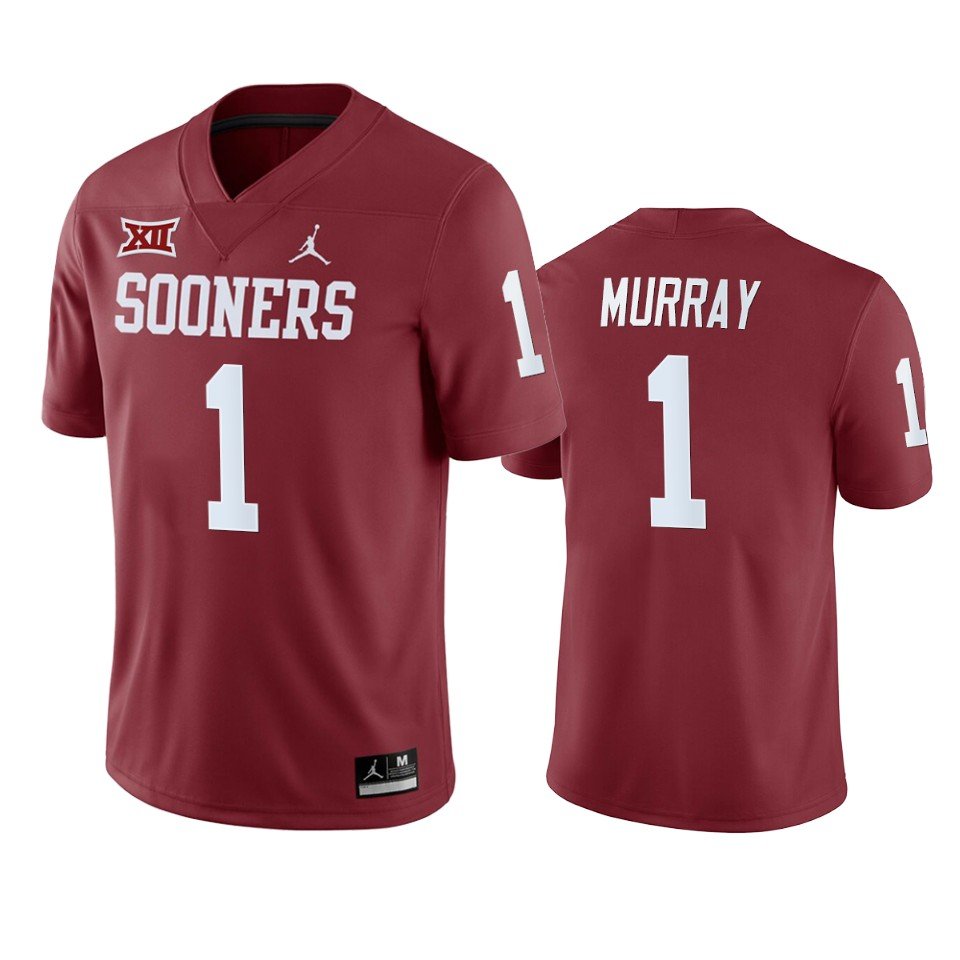 Men's #1 Kyler Murray Oklahoma Sooners Crimson Home Red Jersey
