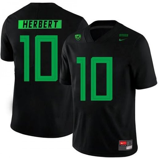 Men & Youth Kids #10 Justin Herbert Oregon Duck Black Jersey