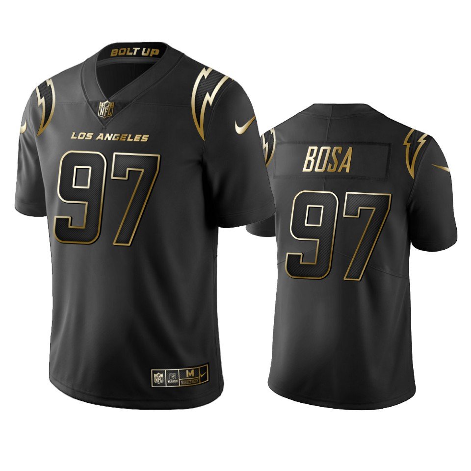 Men & Youth Kids #97 Joey Bosa Los Angeles Chargers Black Golden Edition Jersey
