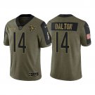 Men & Youth Kids #14 Andy Dalton Chicago Bears 2021 Salute to Service Limited Olive Green Jersey