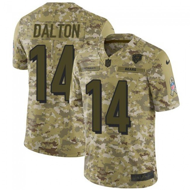 Men & Youth Kids #14 Andy Dalton Chicago Bears Salute to Service Limited Camo Jersey