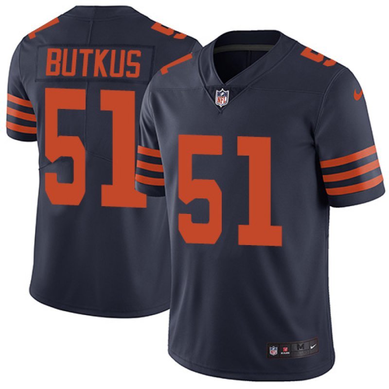 Men & Youth Kids #51 Dick Butkus Chicago Bears Color Rush Limited Navy Blue Jersey