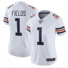 Women's #1 Justin Fields Chicago Bears Vapor Limited White Jersey